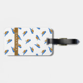 Moderne Minimalistische Oosterlijke Blauwe Vogel P Bagagelabel (Achterkant horizontaal)