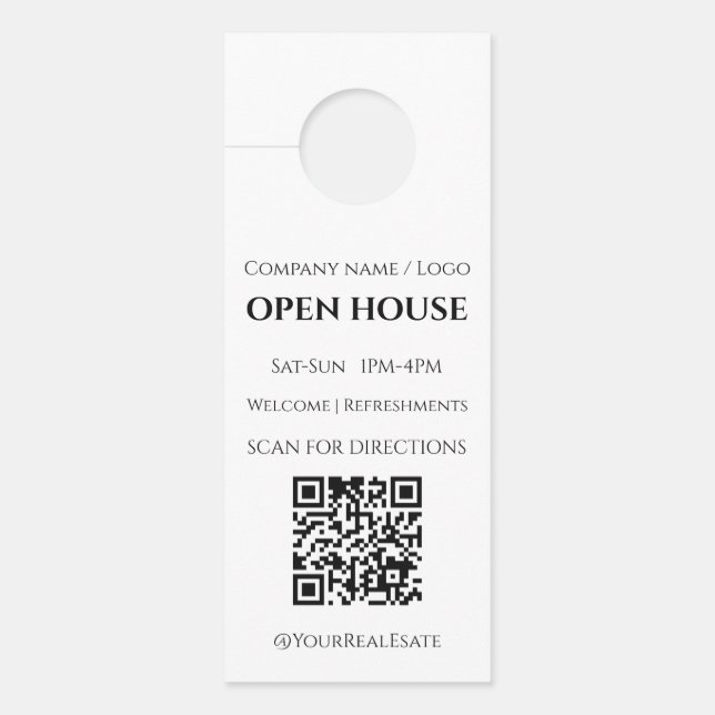 Moderne Minimalistische Open Huis Vastgoed QR Code (Voorkant)