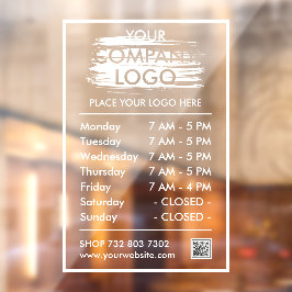 Moderne minimalistische openingstijden. Uw bedrijf Raamsticker