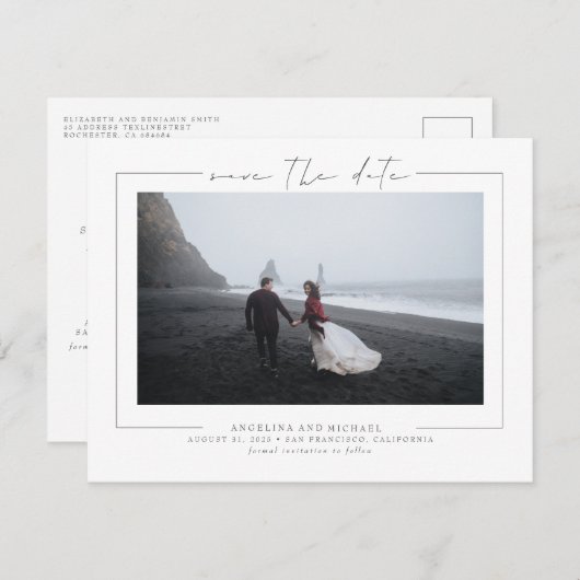 Moderne minimalistische opslag van datumgegevens B Save The Date (Voorkant / Achterkant)