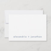 Moderne minimalistische paar dank je droog blauw notitiekaartje (Voorkant)