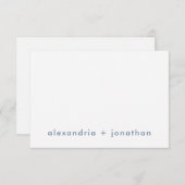 Moderne minimalistische paar dank je droog blauw notitiekaartje (Voorkant / Achterkant)