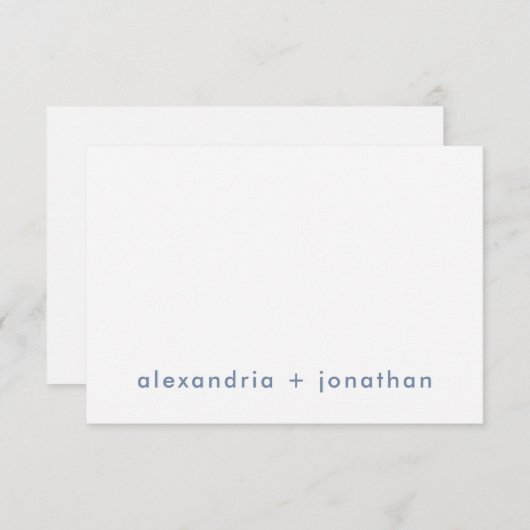 Moderne minimalistische paar dank je droog blauw notitiekaartje (Voorkant / Achterkant)