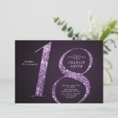 Moderne, minimalistische paarse glitter 18e verjaa kaart (Staand voorkant)