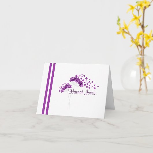 Moderne minimalistische Paarse paardenbloemen Note Kaart (Gele Bloem)