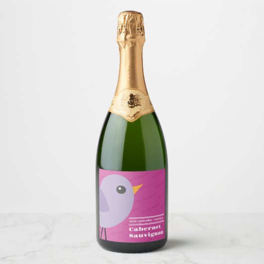 Moderne minimalistische  Paarse Sparkling Wijnetiket (Voorkant)