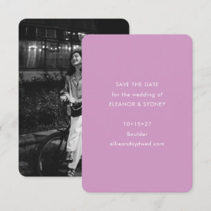 Moderne Minimalistische Paarse Trouwfoto Save The Date