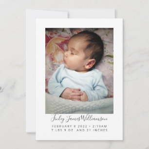 Moderne Minimalistische Pasgeboren Fotostatistieke Aankondiging