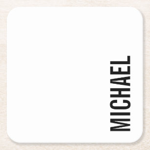Moderne minimalistische persoonlijke naam vierkante kartonnen onderzetter
