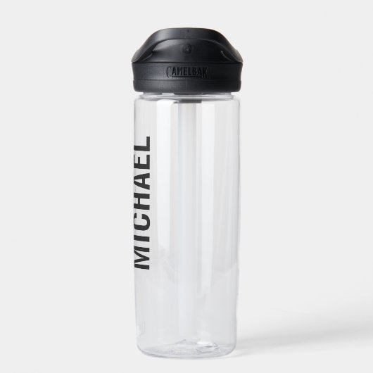Moderne minimalistische persoonlijke naam waterfles (Achterkant)