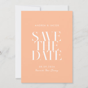 Moderne minimalistische perzik chique bruiloft save the date