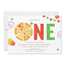 Moderne minimalistische Pizza Party Eerste Verjaar