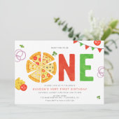 Moderne minimalistische Pizza Party Eerste Verjaar Kaart (Staand voorkant)