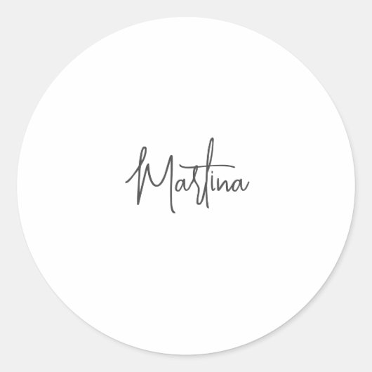 Moderne Minimalistische Plain Creatieve Kalligrafi Ronde Sticker (Voorkant)