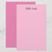 Moderne minimalistische platte roze creatieve kall briefpapier (Voorkant / Achterkant)