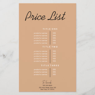 Moderne minimalistische prijslijst voor bedrijven flyer