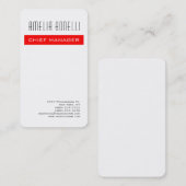 Moderne minimalistische Professional Plain Red Whi Visitekaartje (Voorkant / Achterkant)