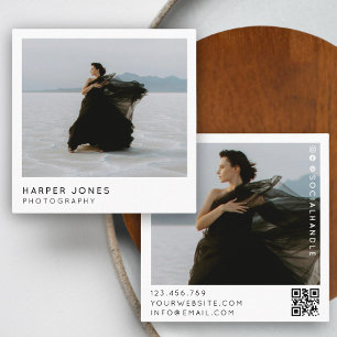 Moderne minimalistische professionele 2 foto QR-co Vierkante Visitekaartje