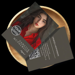 Moderne minimalistische professionele foto Logo QR Visitekaartje