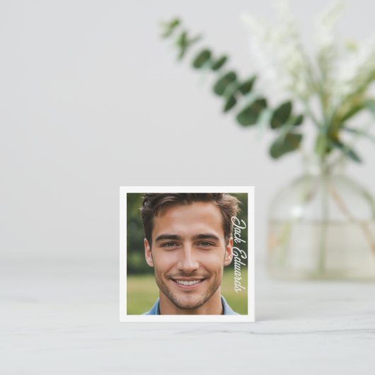 Moderne minimalistische professionele foto sociale vierkante visitekaartje (Staand voorkant)