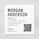 Moderne minimalistische professionele QR-fotoCODE Vierkante Visitekaartje (Achterkant)
