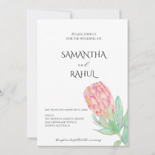Moderne Minimalistische Protea Botanische Trouwdag Kaart