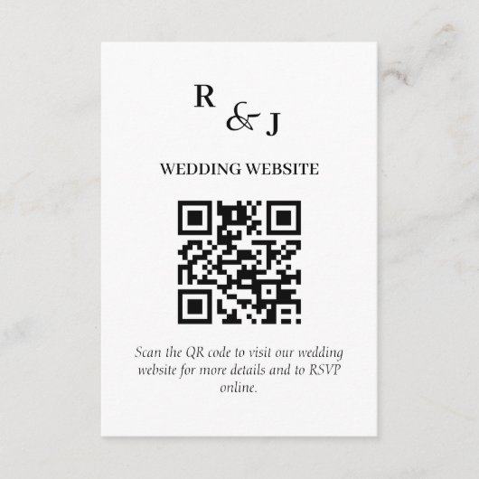 Moderne minimalistische QR-code bruiloft Informatiekaartje (Voorkant)