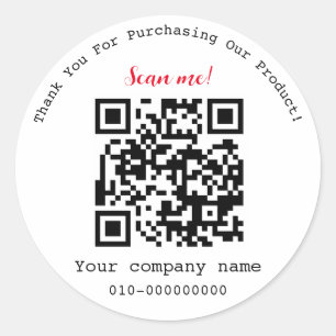 Moderne, minimalistische QR-code Hartelijk dank Ronde Sticker