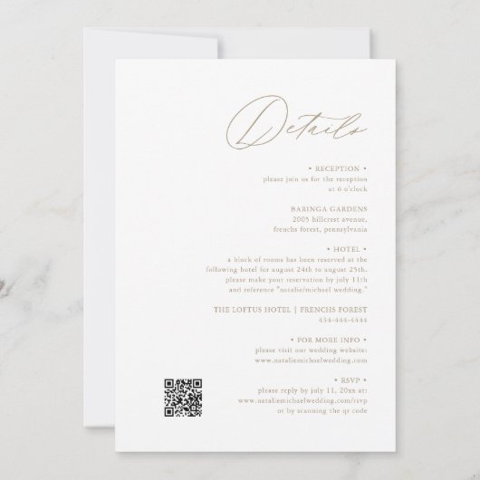 Moderne, minimalistische QR-code in één bruiloft Kaart (Achterkant)