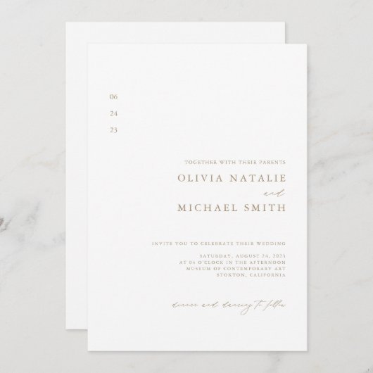 Moderne, minimalistische QR-code in één bruiloft Kaart (Voorkant / Achterkant)