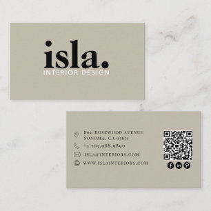 Moderne Minimalistische QR-code Interieurontwerper Visitekaartje
