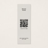 Moderne minimalistische QR-code kledinglabel hange Mini Visitekaartjes (Achterkant)