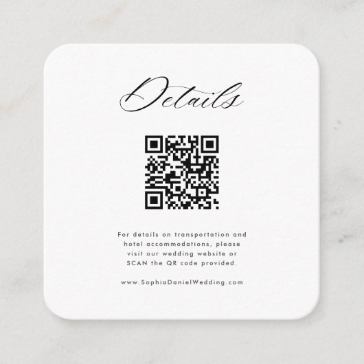 Moderne minimalistische QR Code Monogram Bruiloft Informatiekaartje (Voorkant)