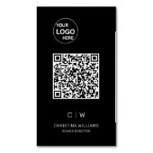 Moderne minimalistische QR-code Monogramnaam Magnetisch Visitekaartje (Voorkant Verticaal)