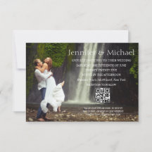 Moderne minimalistische QR code RSVP foto bruiloft