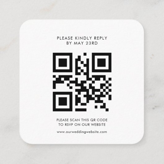 Moderne minimalistische QR-code RSVP respons Informatiekaartje (Achterkant)