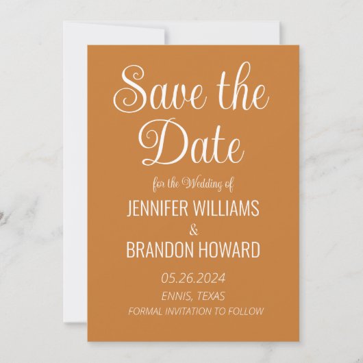Moderne minimalistische QR-code Terracotta Weduwen Save The Date (Voorkant)