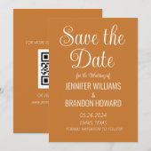 Moderne minimalistische QR-code Terracotta Weduwen Save The Date (Voorkant / Achterkant)