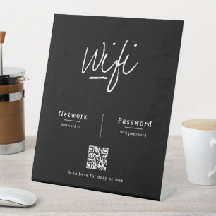 Moderne minimalistische QR-code WiFi-netwerkwachtw Reclamebord Met Voetstuk