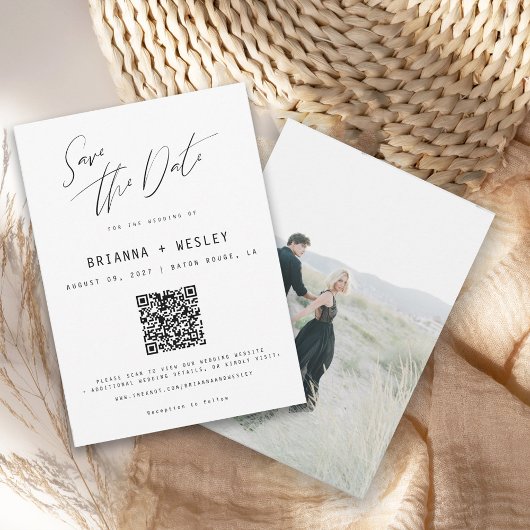 Moderne, minimalistische QR-codefoto Save The Date