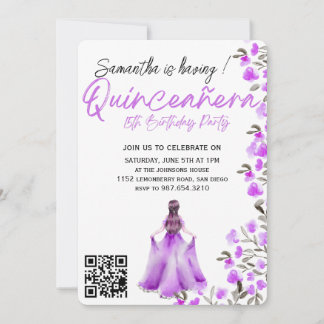 Moderne Minimalistische Quinceañera 15e Verjaardag Kaart