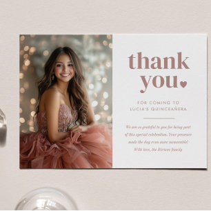 Moderne minimalistische Quinceañera foto Bedankkaart