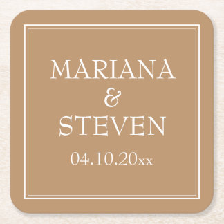 Moderne Minimalistische Rand Tan Beige Vierkante Kartonnen Onderzetter
