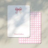 Moderne Minimalistische Rode Coquette Bow & Stripe Notitiekaartje