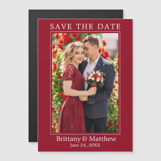 Moderne Minimalistische Rode Magnetische Save The  (Voorkant / Achterkant)