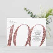 Moderne minimalistische roos gouden glitter 100e v kaart (Staand voorkant)