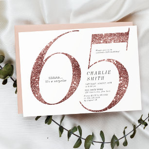 Moderne, minimalistische roos goudglitter 65ste ve kaart