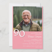 Moderne minimalistische roze 90e verjaardag kaart (Voorkant)