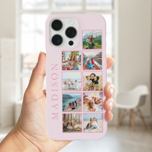 Moderne minimalistische roze aangepaste foto monog iPhone 16 pro max hoesje