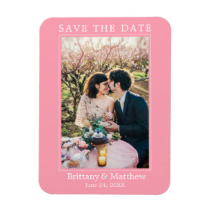 Moderne minimalistische roze Blush Save the Date Magneet